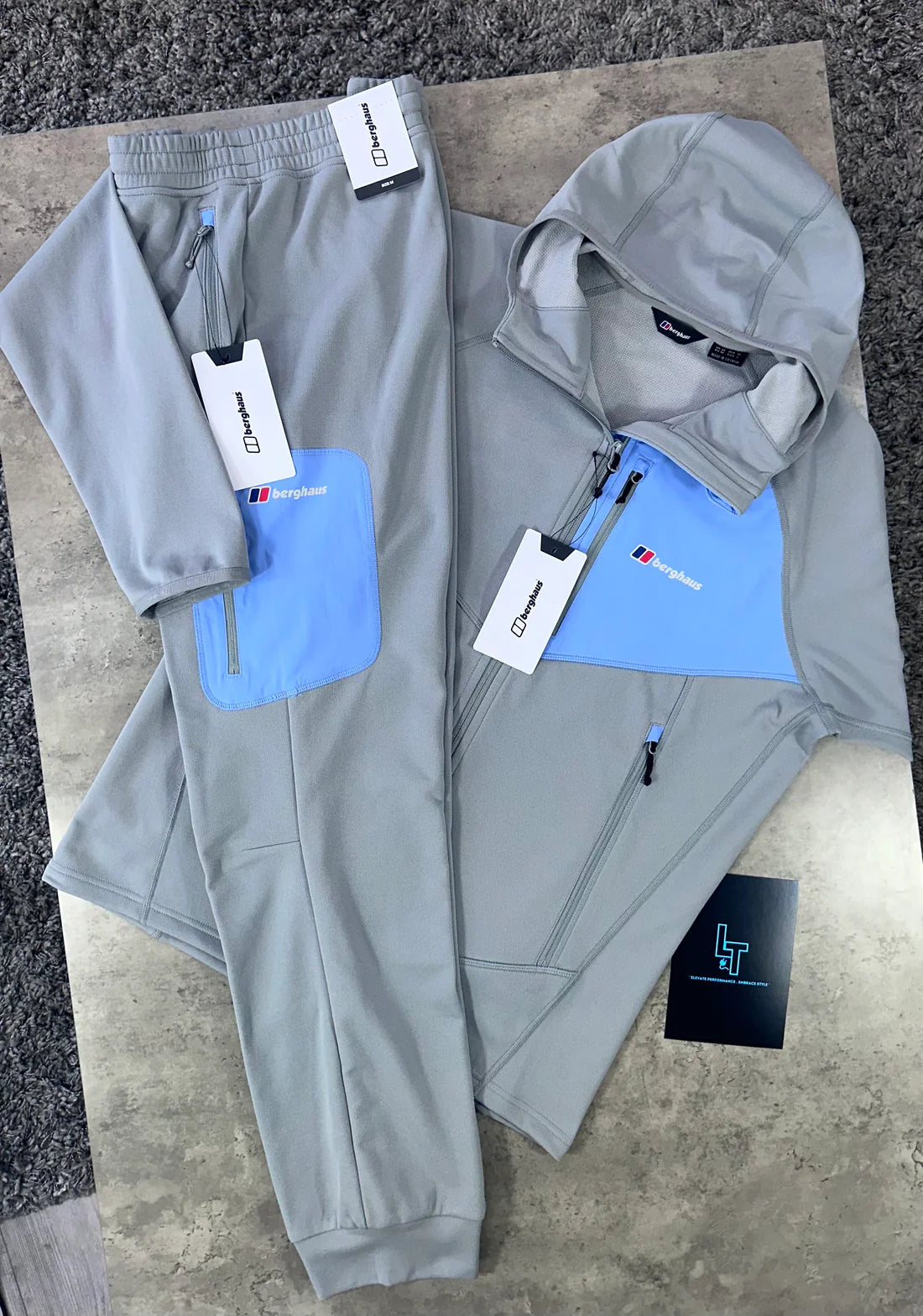 BERGHAUS FLEECE TRACKSUIT - GREY/LIGHT BLUE